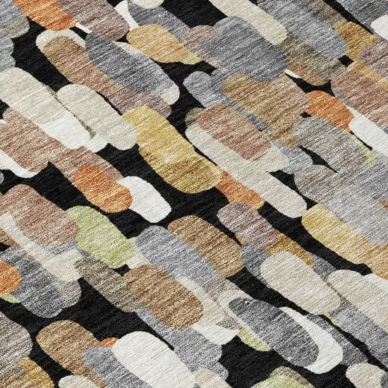 Black And Beige Abstract Washable Indoor Outdoor Area Rug Photo 9