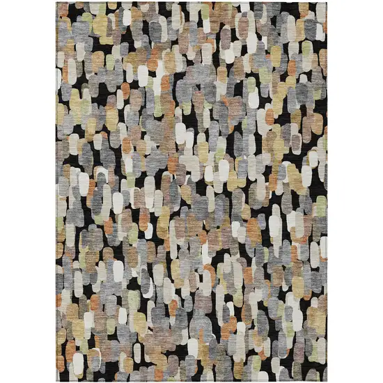Black And Beige Abstract Washable Indoor Outdoor Area Rug Photo 1