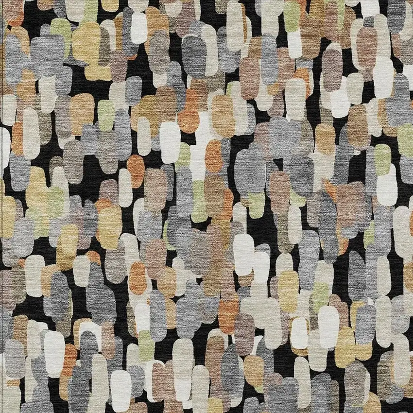 Black And Beige Abstract Washable Indoor Outdoor Area Rug Photo 2