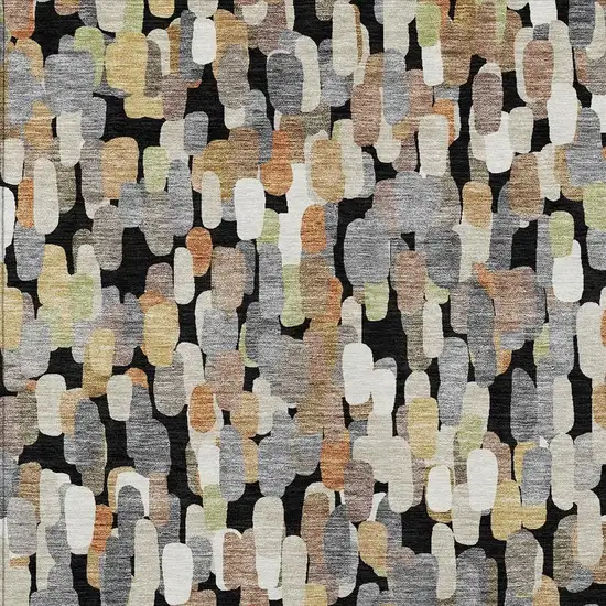 Black And Beige Abstract Washable Indoor Outdoor Area Rug Photo 2