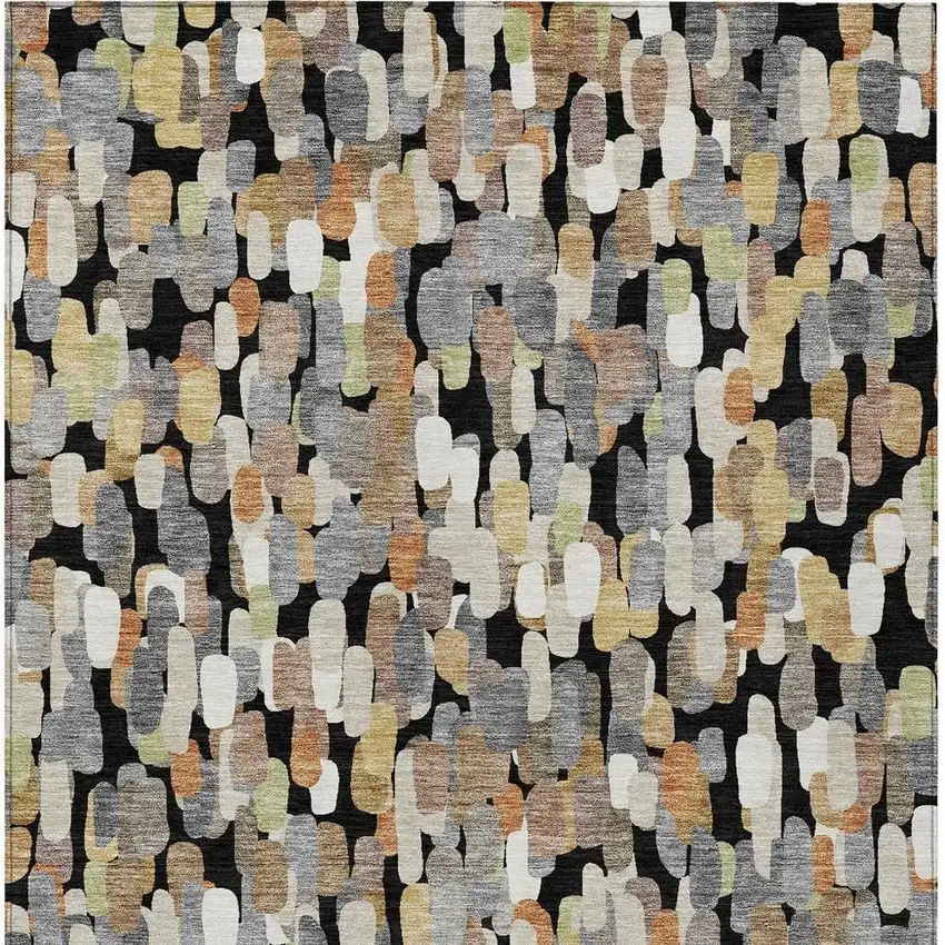 Black And Beige Abstract Washable Indoor Outdoor Area Rug Photo 3