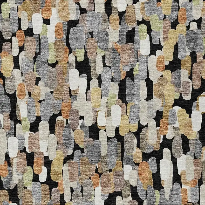 Black And Beige Abstract Washable Indoor Outdoor Area Rug Photo 2