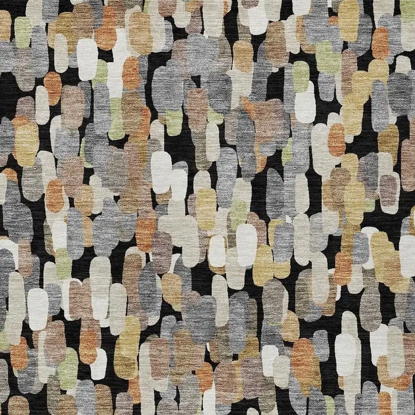 Black And Beige Abstract Washable Indoor Outdoor Area Rug Photo 2