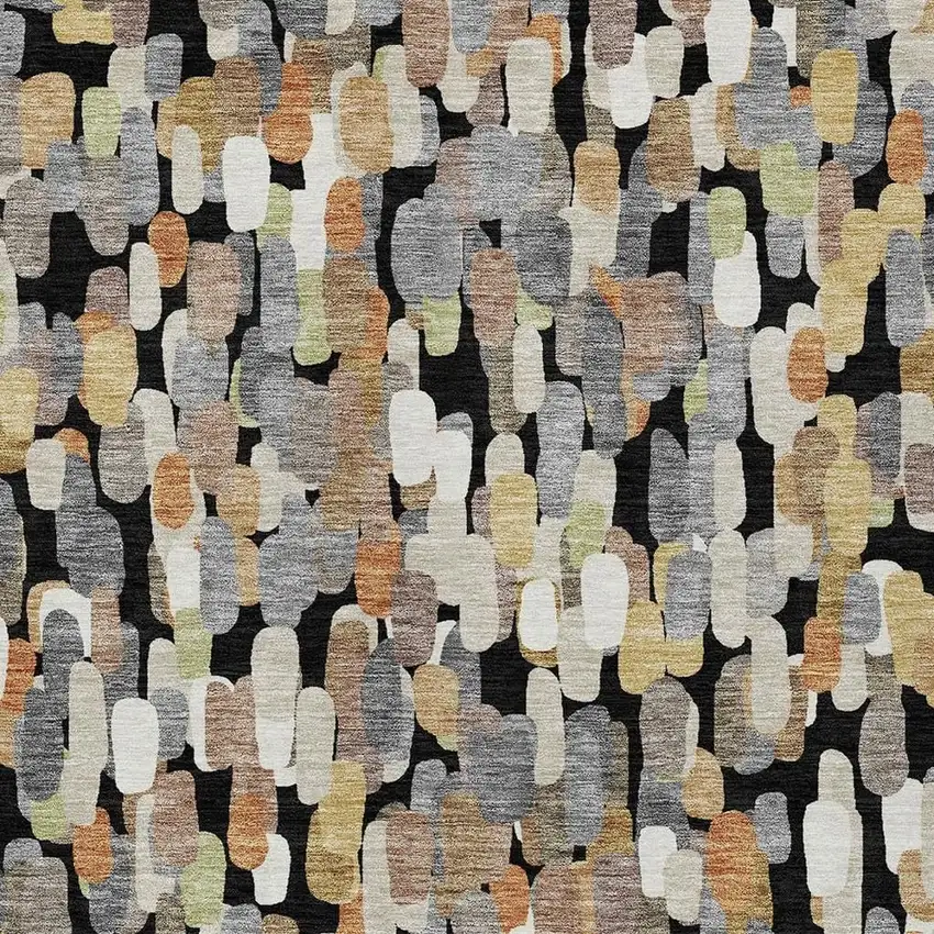 Black And Beige Abstract Washable Indoor Outdoor Area Rug Photo 2
