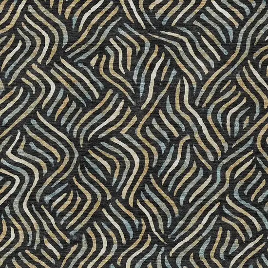 Black And Beige Abstract Washable Indoor Outdoor Area Rug Photo 2