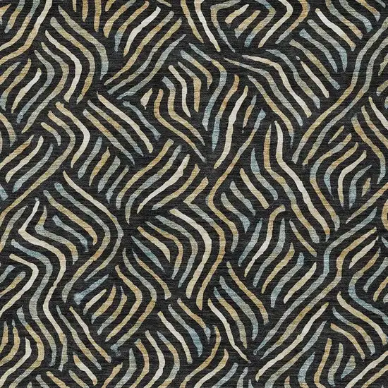 Black And Beige Abstract Washable Indoor Outdoor Area Rug Photo 2