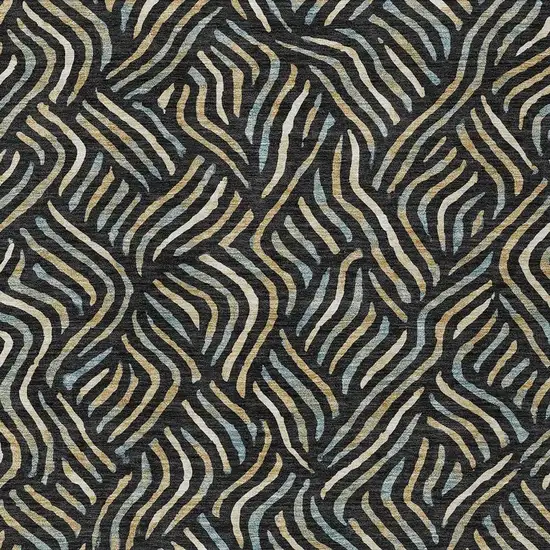 Black And Beige Abstract Washable Indoor Outdoor Area Rug Photo 2