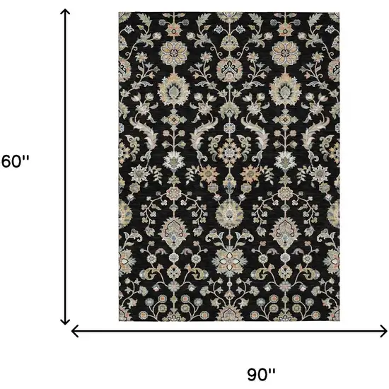 Black And Beige Abstract Washable Indoor Outdoor Area Rug Photo 6