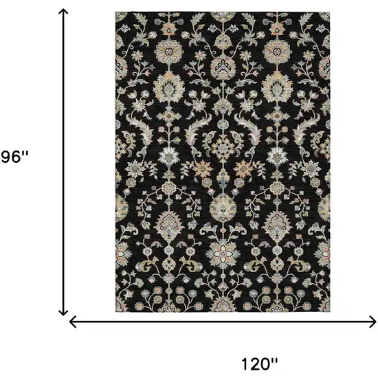Black And Beige Abstract Washable Indoor Outdoor Area Rug Photo 6