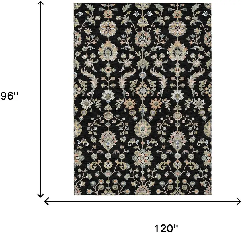Black And Beige Abstract Washable Indoor Outdoor Area Rug Photo 6