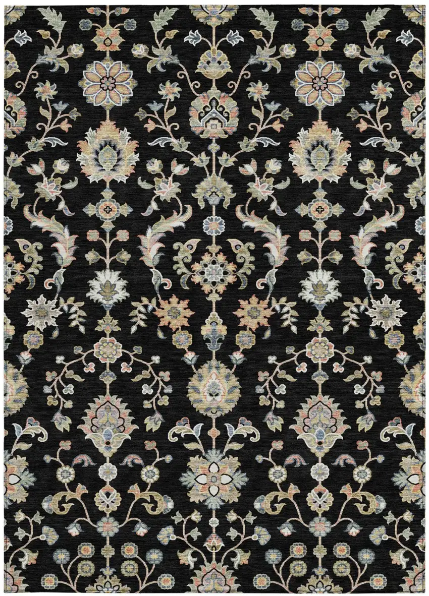Black And Beige Abstract Washable Indoor Outdoor Area Rug Photo 3