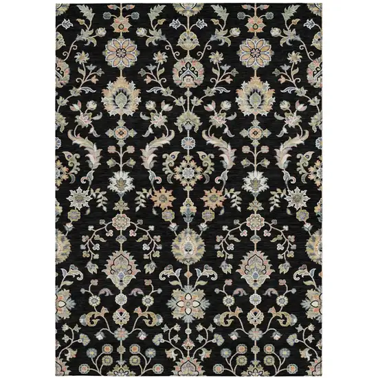 Black And Beige Abstract Washable Indoor Outdoor Area Rug Photo 3