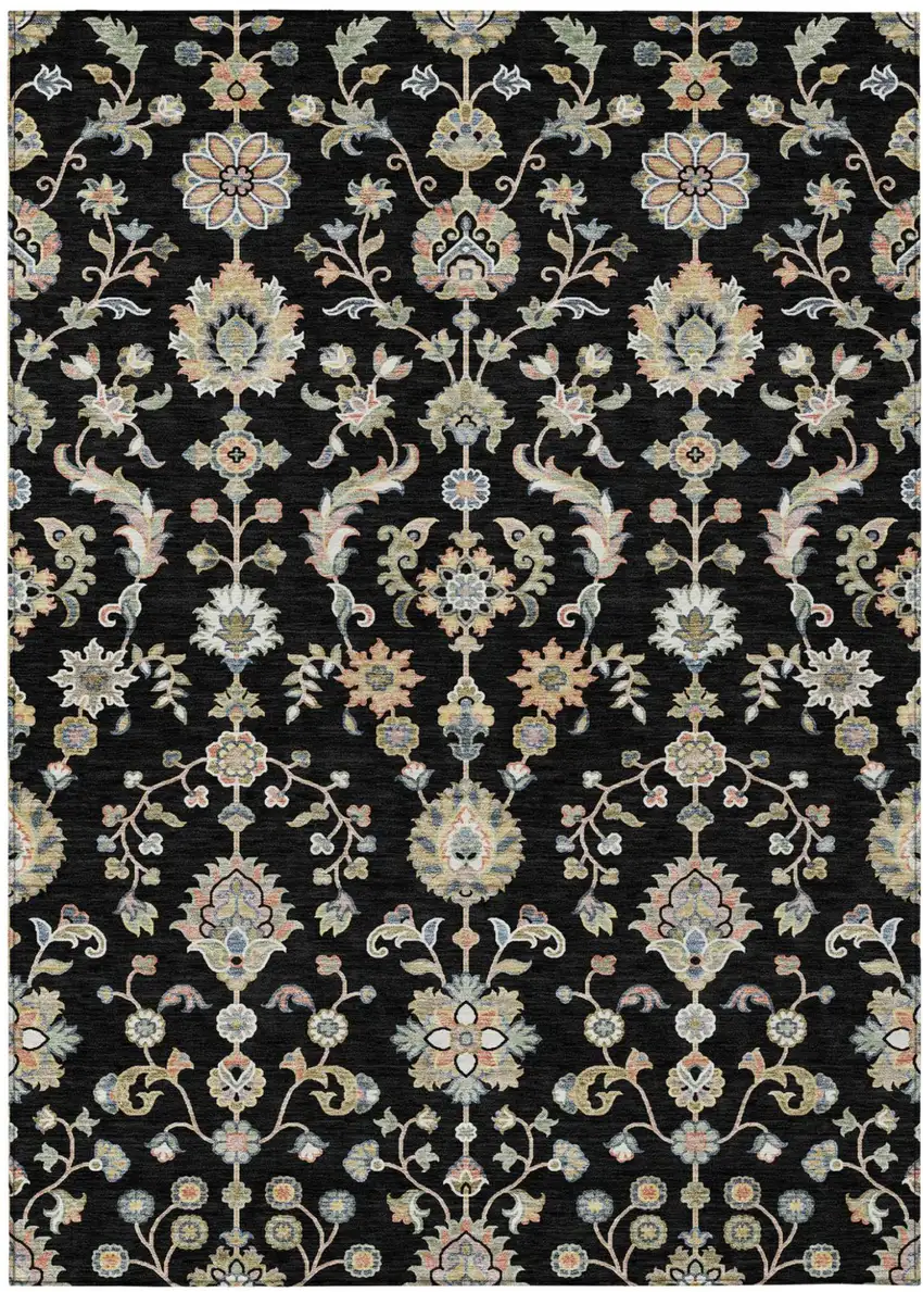 Black And Beige Abstract Washable Indoor Outdoor Area Rug Photo 1