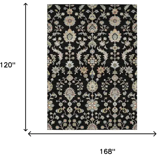 Black And Beige Abstract Washable Indoor Outdoor Area Rug Photo 6
