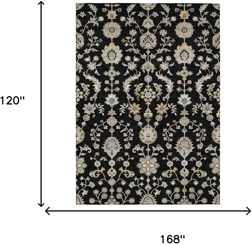 Black And Beige Abstract Washable Indoor Outdoor Area Rug Photo 6