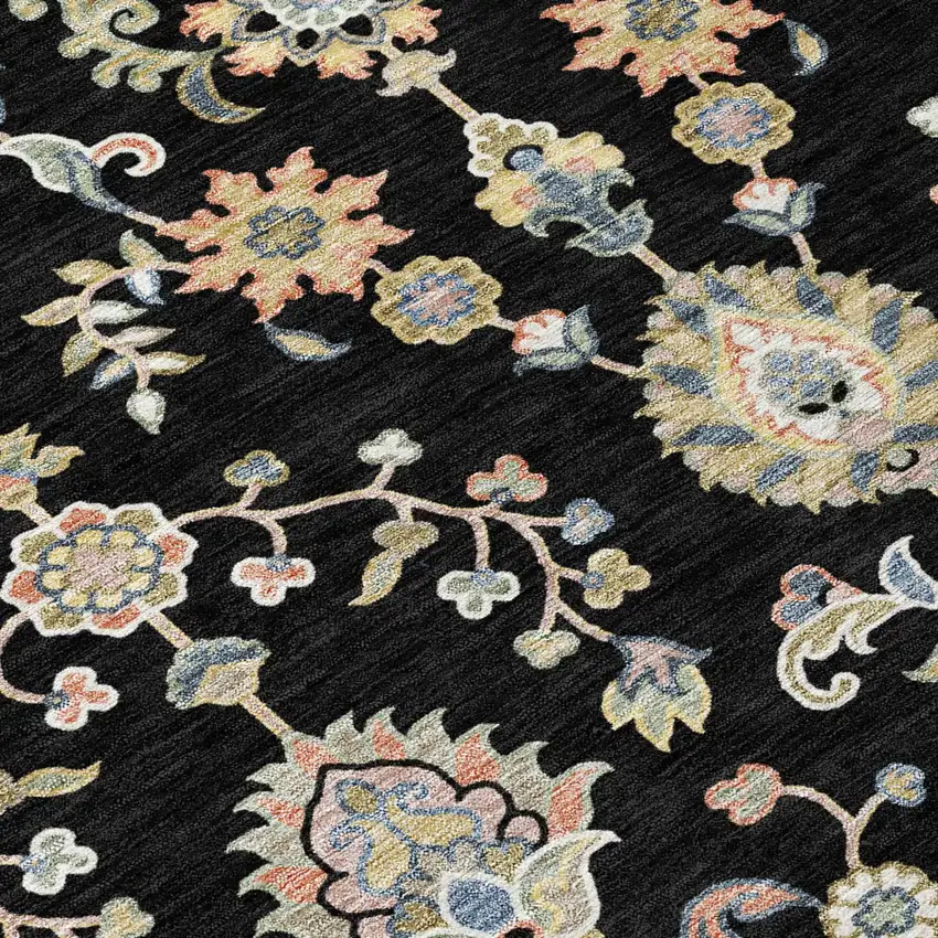 Black And Beige Abstract Washable Indoor Outdoor Area Rug Photo 5