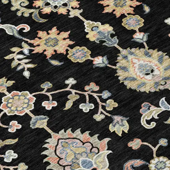 Black And Beige Abstract Washable Indoor Outdoor Area Rug Photo 5