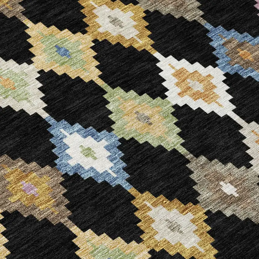Black And Beige Aztec Washable Indoor Outdoor Area Rug Photo 6