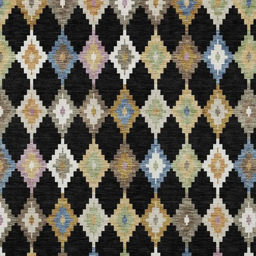 Black And Beige Aztec Washable Indoor Outdoor Area Rug Photo 3