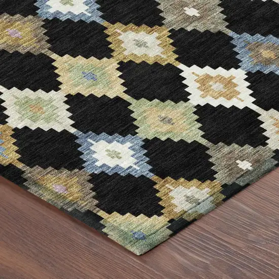 Black And Beige Aztec Washable Indoor Outdoor Area Rug Photo 5