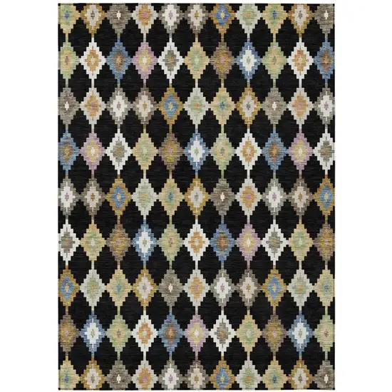 Black And Beige Aztec Washable Indoor Outdoor Area Rug Photo 2