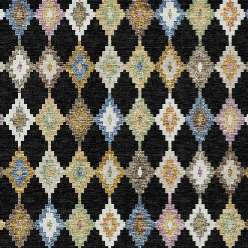 Black And Beige Aztec Washable Indoor Outdoor Area Rug Photo 3