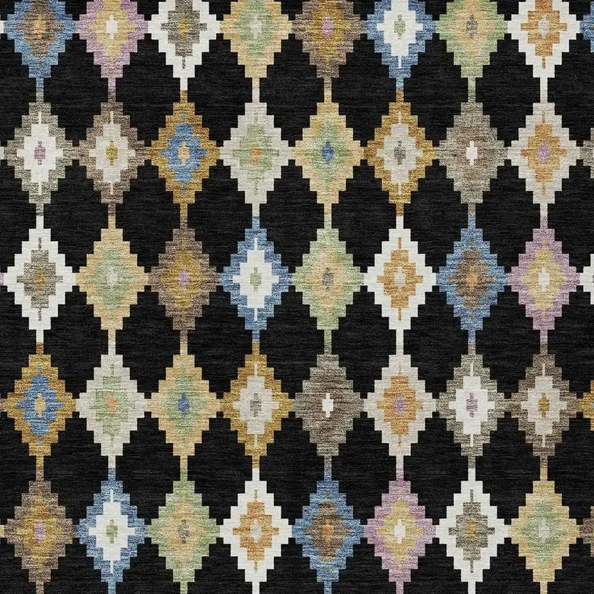 Black And Beige Aztec Washable Indoor Outdoor Area Rug Photo 3