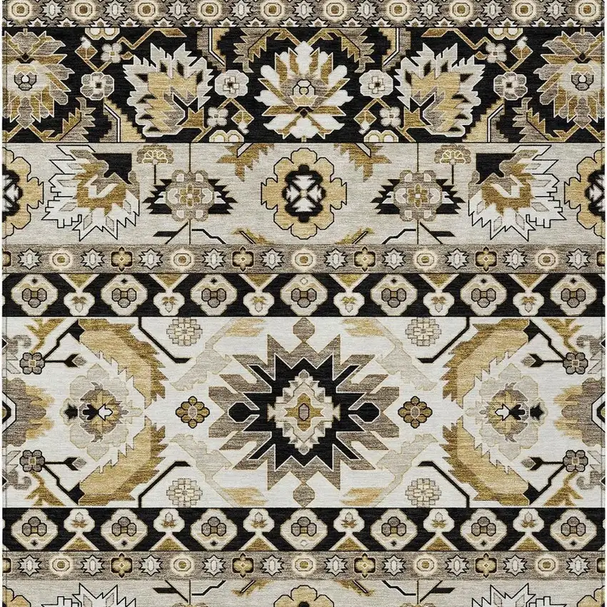 Black And Beige Cactus Washable Indoor Outdoor Area Rug Photo 3