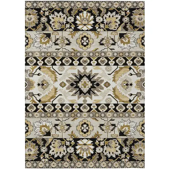 Black And Beige Cactus Washable Indoor Outdoor Area Rug Photo 1