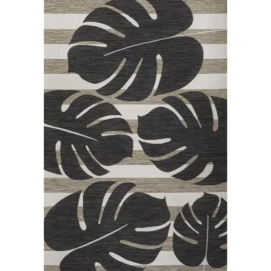 Black And Beige Floral Indoor Outdoor Area Rug Photo 3