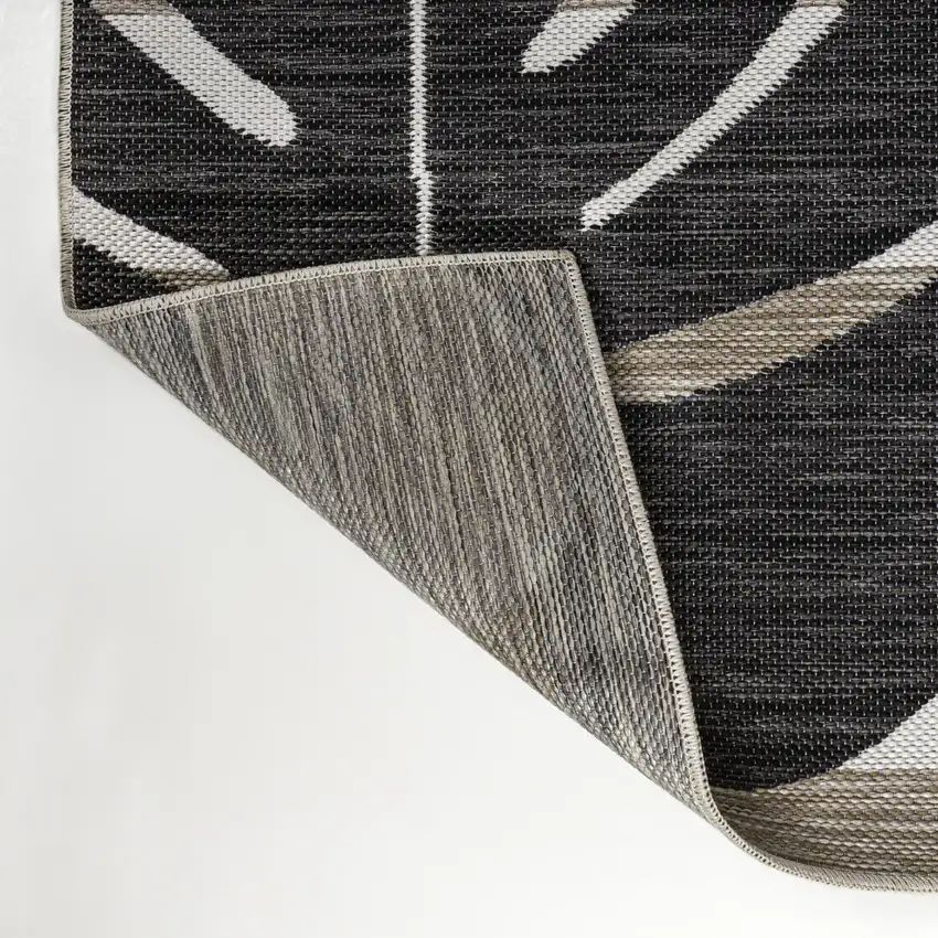 Black And Beige Floral Indoor Outdoor Area Rug Photo 8