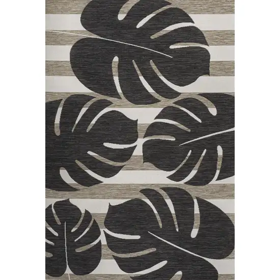 Black And Beige Floral Indoor Outdoor Area Rug Photo 1