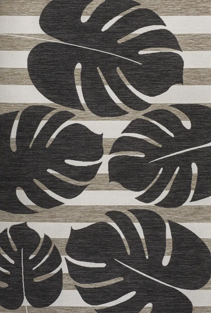 Black And Beige Floral Indoor Outdoor Area Rug Photo 1