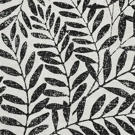 Black And Beige Floral Washable Area Rug With UV Protection Photo 3