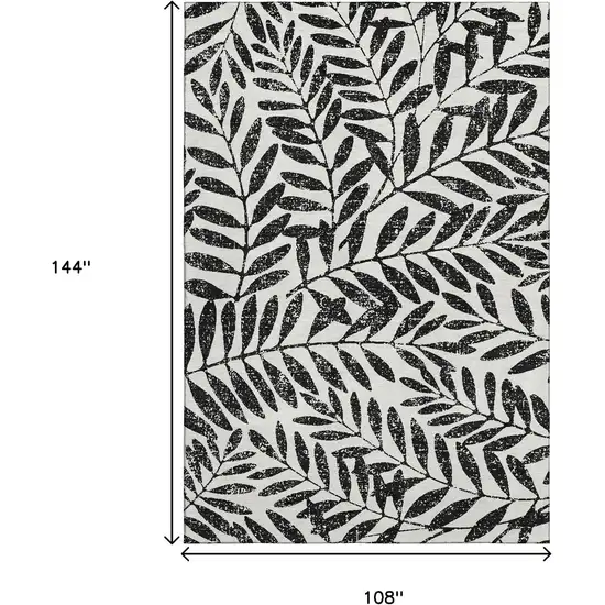 Black And Beige Floral Washable Area Rug With UV Protection Photo 9