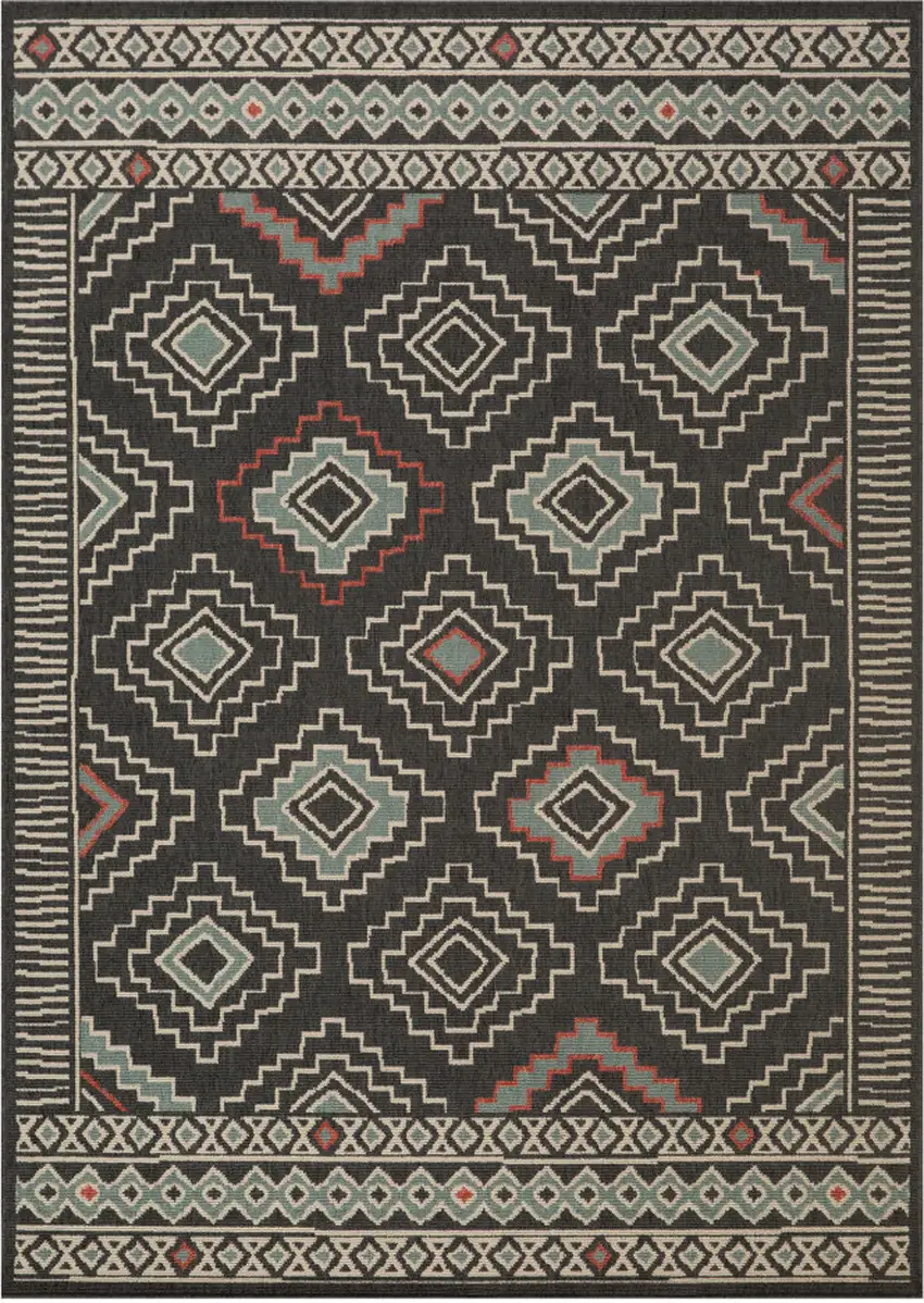 Black And Beige Geometric Area Rug Photo 2
