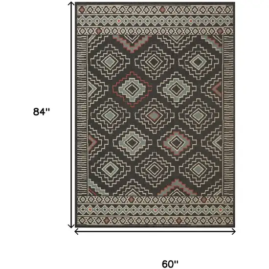 Black And Beige Geometric Area Rug Photo 3