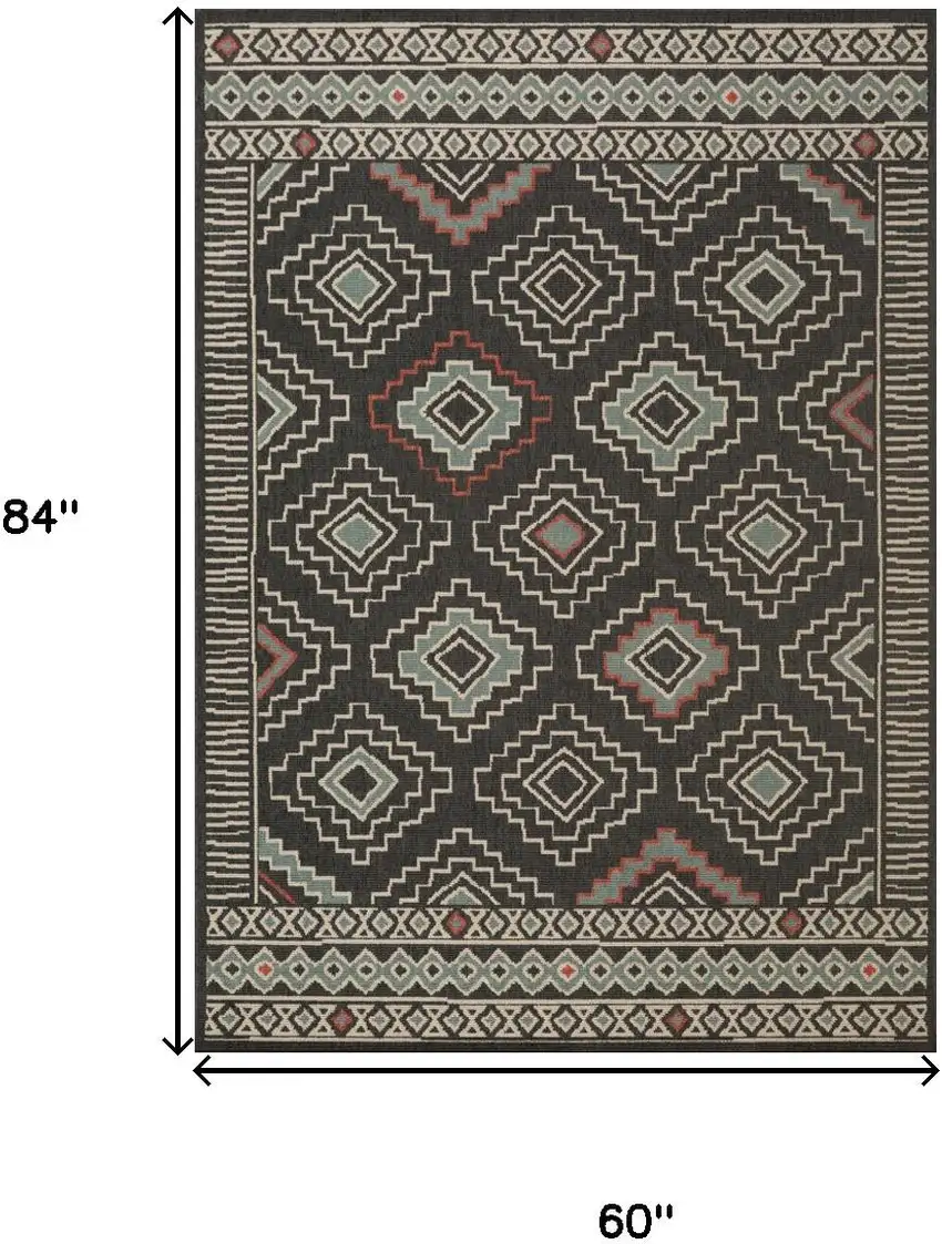 Black And Beige Geometric Area Rug Photo 3