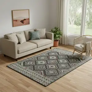 Photo of Black And Beige Geometric Area Rug