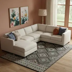 Photo of Black And Beige Geometric Area Rug