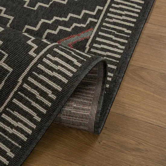 Black And Beige Geometric Area Rug Photo 6