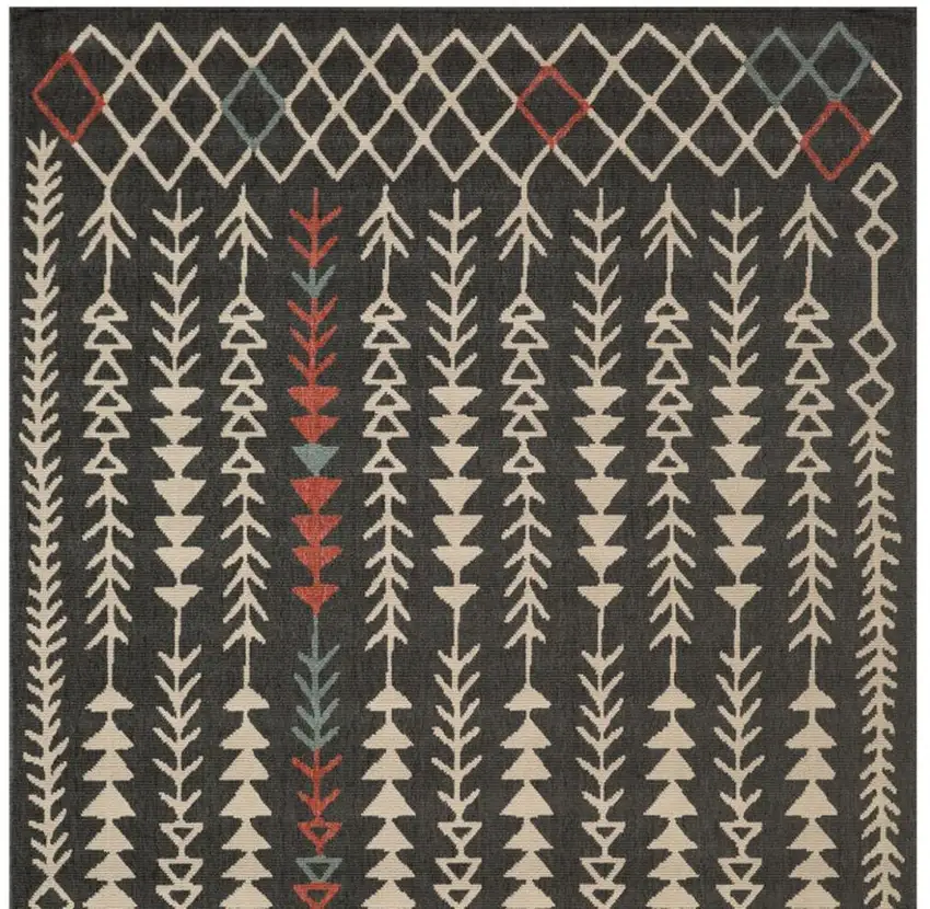 Black And Beige Geometric Area Rug Photo 3