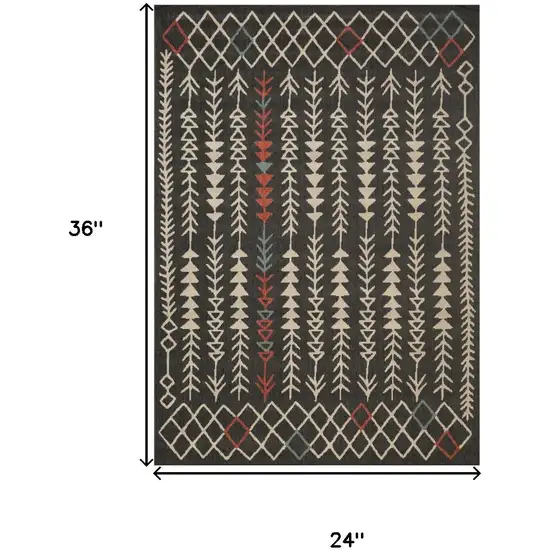 Black And Beige Geometric Area Rug Photo 9