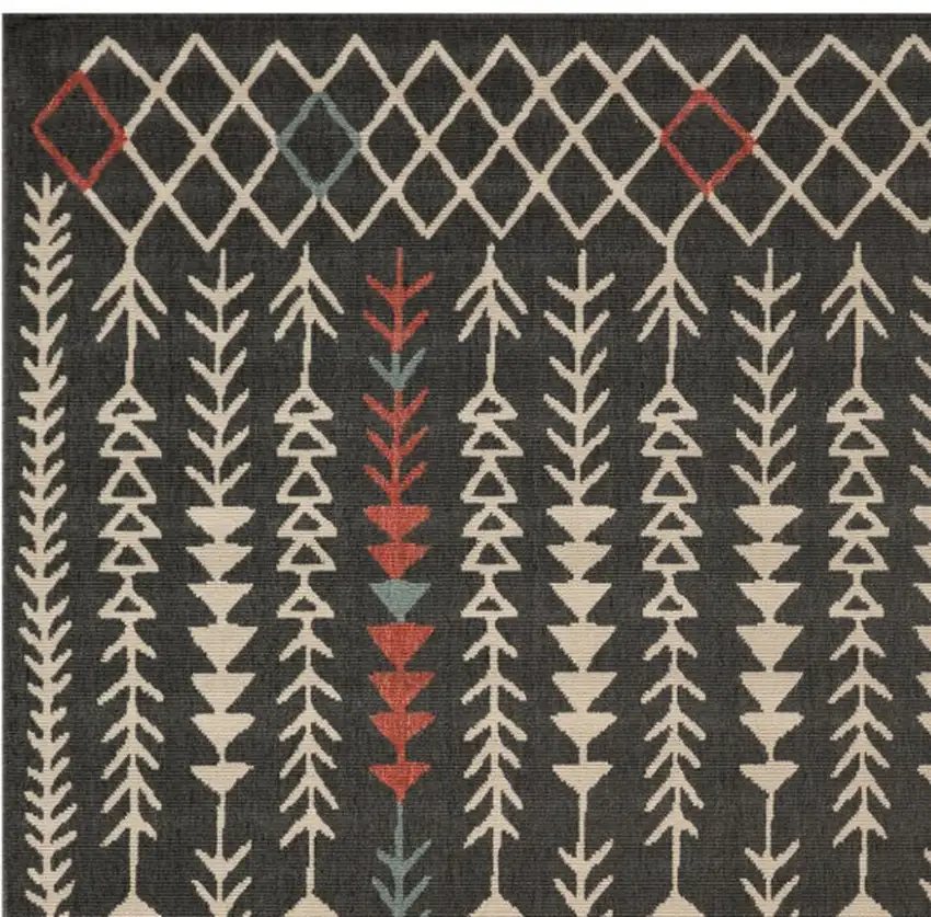 Black And Beige Geometric Area Rug Photo 2