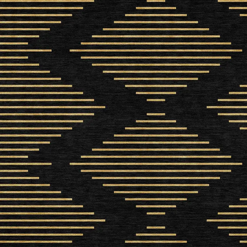 Black And Beige Geometric Washable Indoor Outdoor Area Rug Photo 6