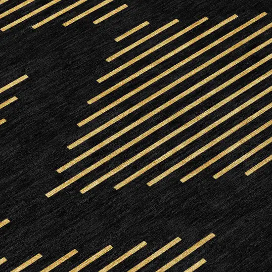 Black And Beige Geometric Washable Indoor Outdoor Area Rug Photo 5
