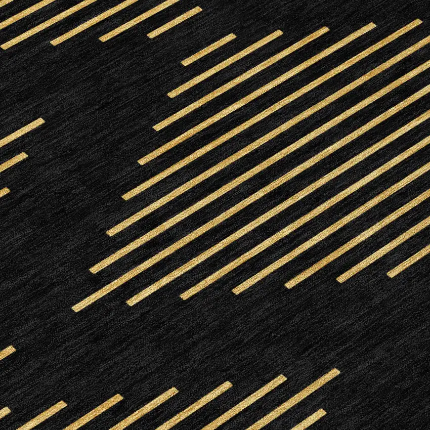 Black And Beige Geometric Washable Indoor Outdoor Area Rug Photo 5