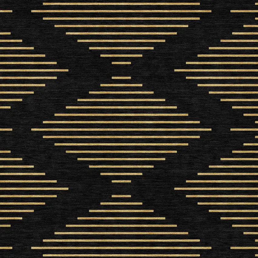 Black And Beige Geometric Washable Indoor Outdoor Area Rug Photo 6