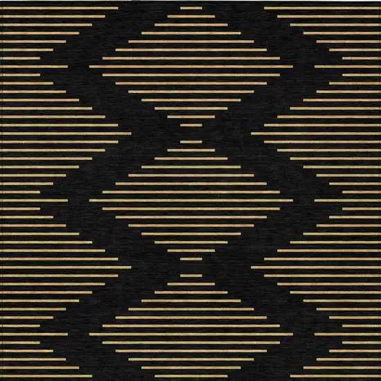 Black And Beige Geometric Washable Indoor Outdoor Area Rug Photo 7