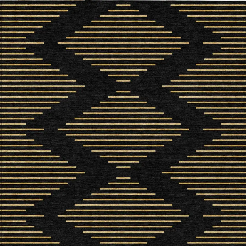 Black And Beige Geometric Washable Indoor Outdoor Area Rug Photo 7